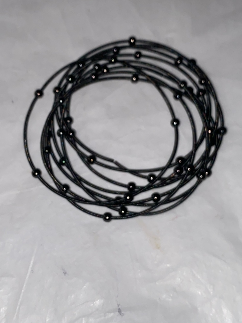 Multi-Strand Black Beaded Wire Bracelet